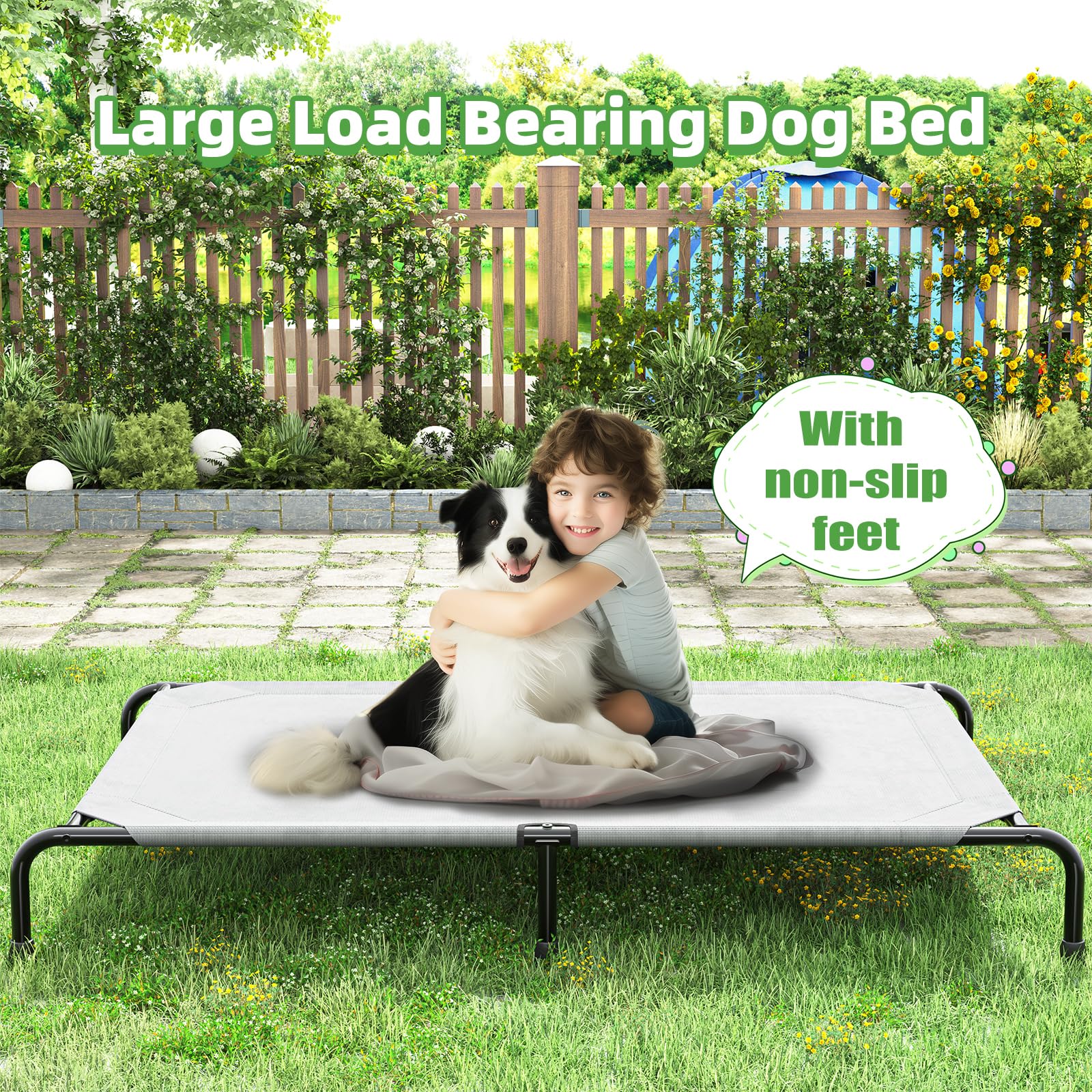 Simple Trending waterproof dog bed in grey helps keep paws dry after rain.