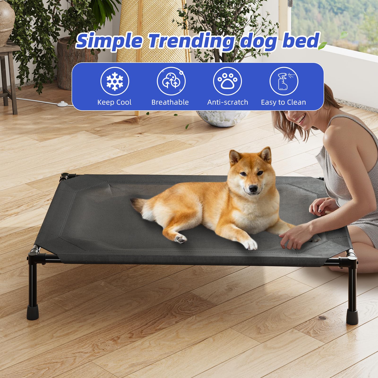 Simple Trending Waterproof Dog Cot; outdoor resilience for wet conditions.