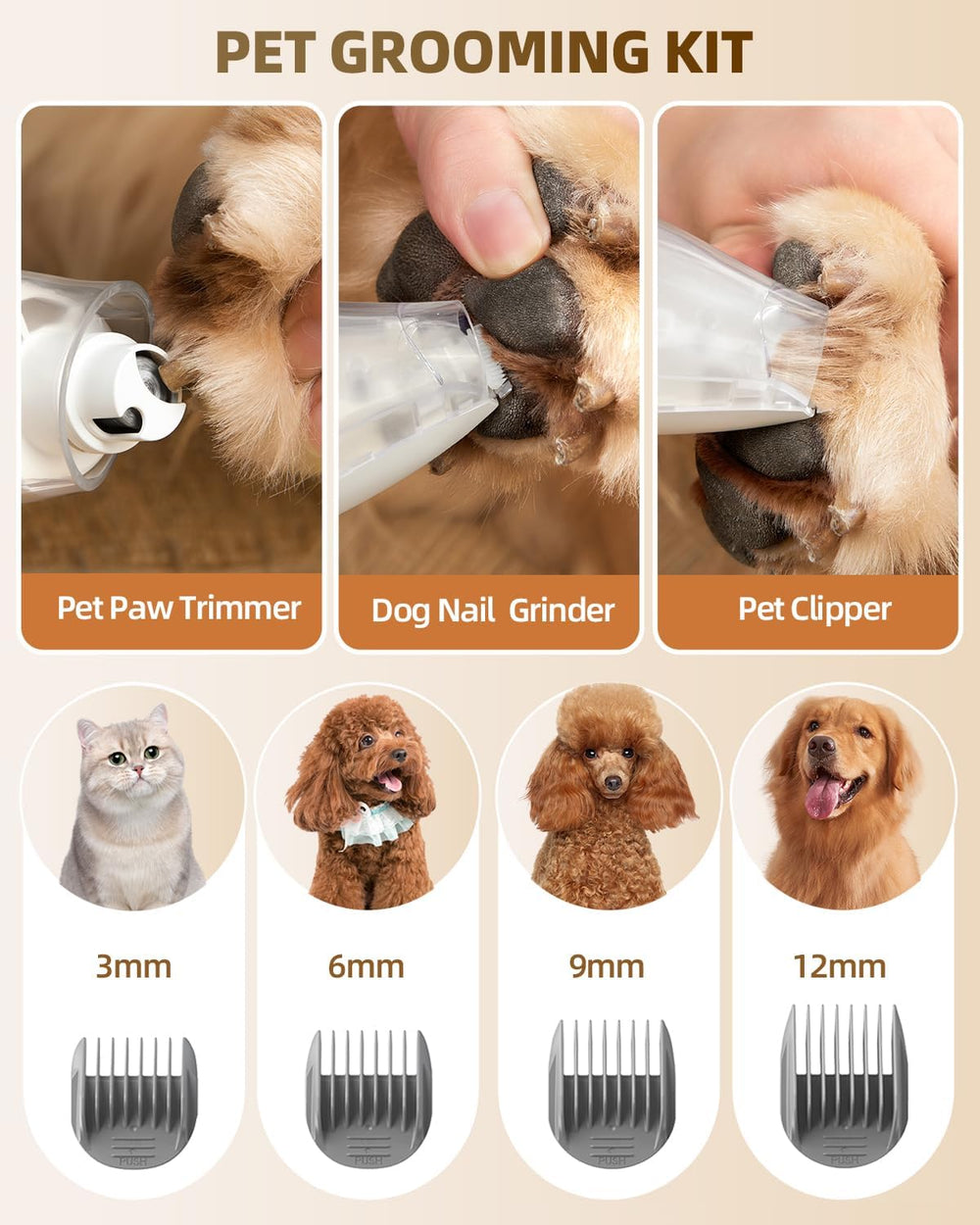 Simple Way rechargeable clippers enable cordless trimming during sessions.