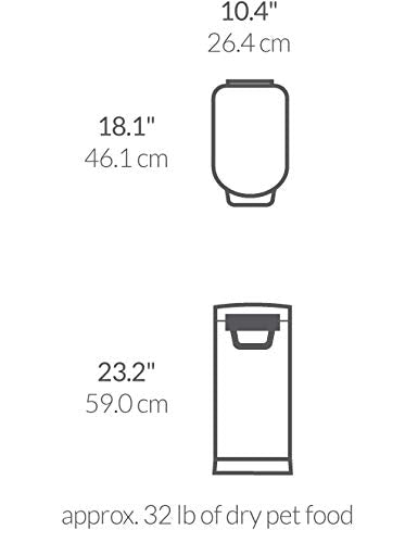built-in rear wheels help move the simplehuman pet food storage