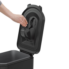 Magnetic lid-mounted scoop attached under the lid for quick servings.