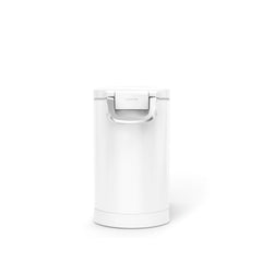 simplehuman magnetic scoop attaches under the lid for quick feeding.