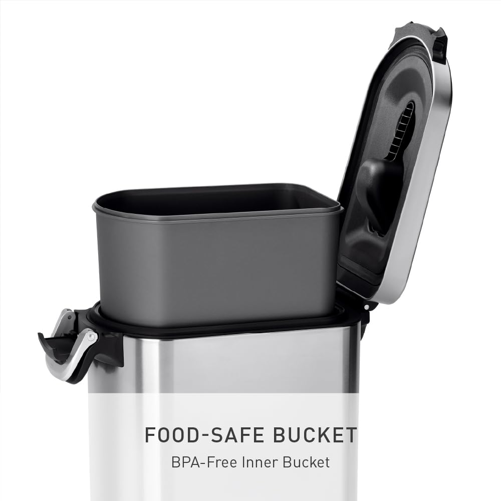 Removable BPA-free inner bucket for easy cleaning and refilling in Simplehuman container.