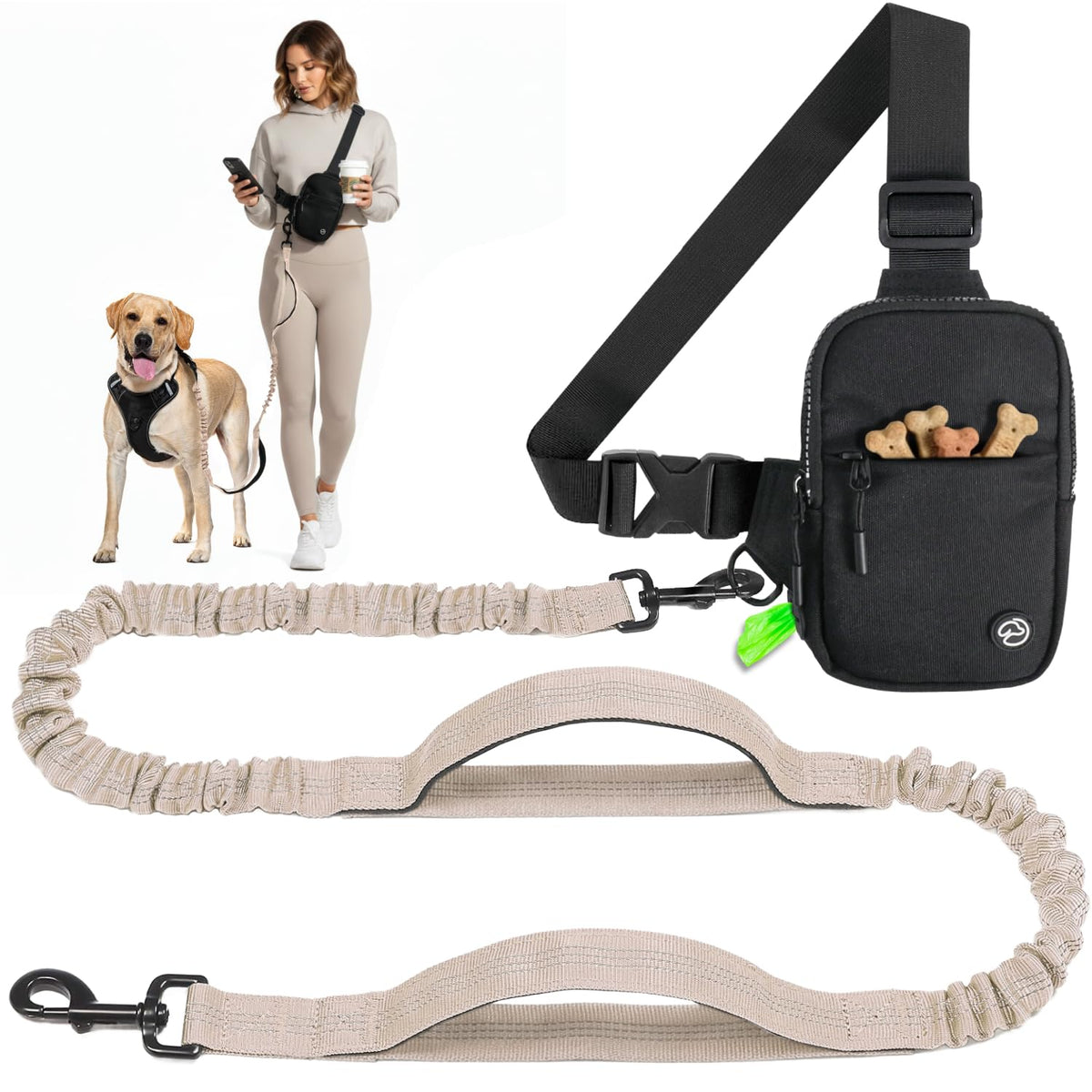SimplePaws hands-free crossbody leash bag for multitasking during walks