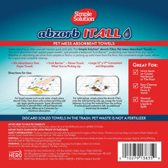 Simple Solution Abzorbitall towel with Yuck Barrier shows leak-proof protection during messes.