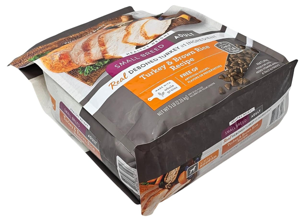 SIMPLY NOURISH back of bag with feeding guidelines for maintenance or weight reduction