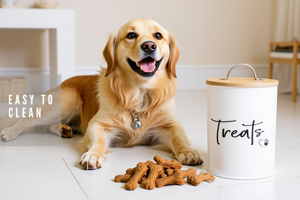 Gift-ready Simply Unleashed treat container for pet owners