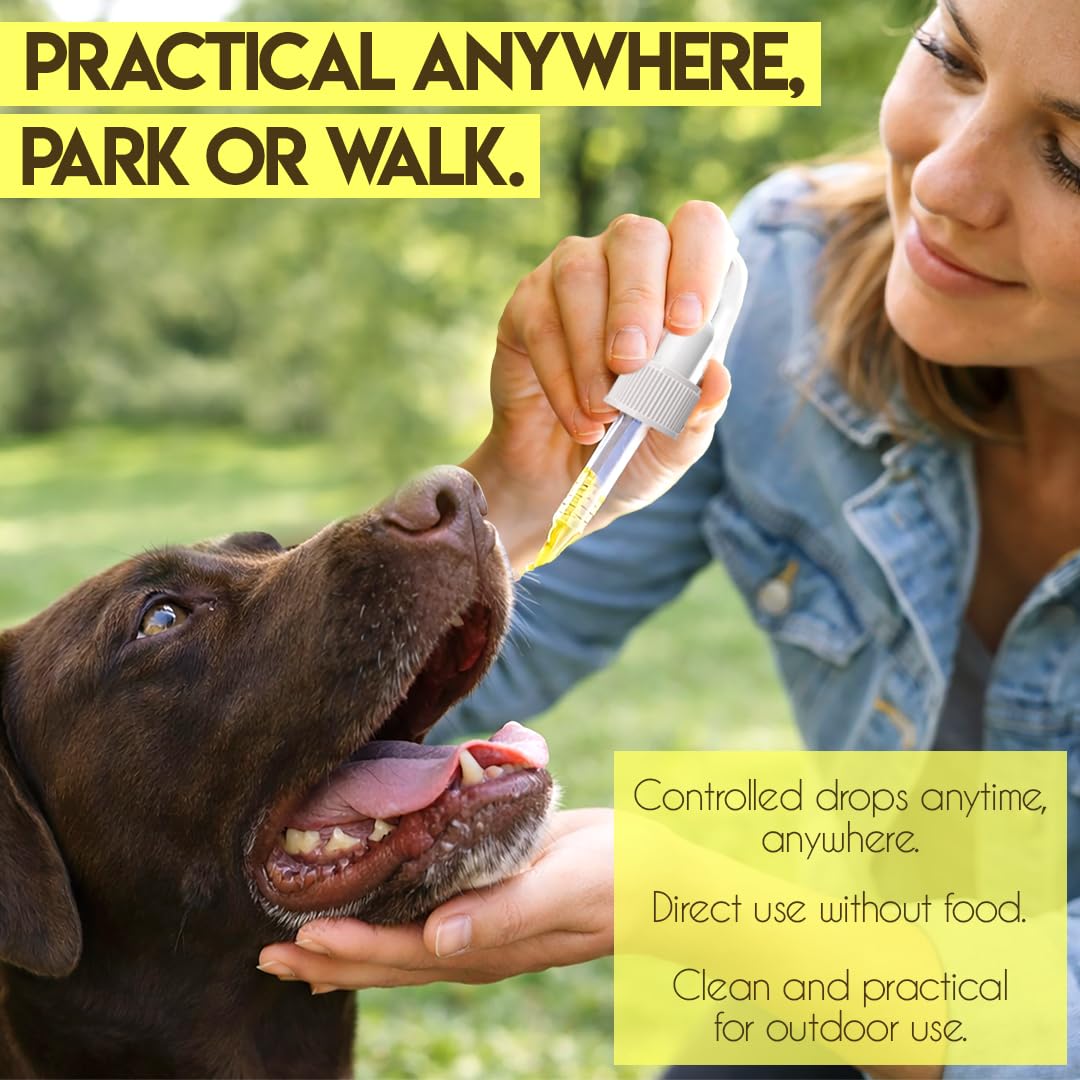 Dropper-enabled administration allows direct dosing or mixing with meals for convenience.