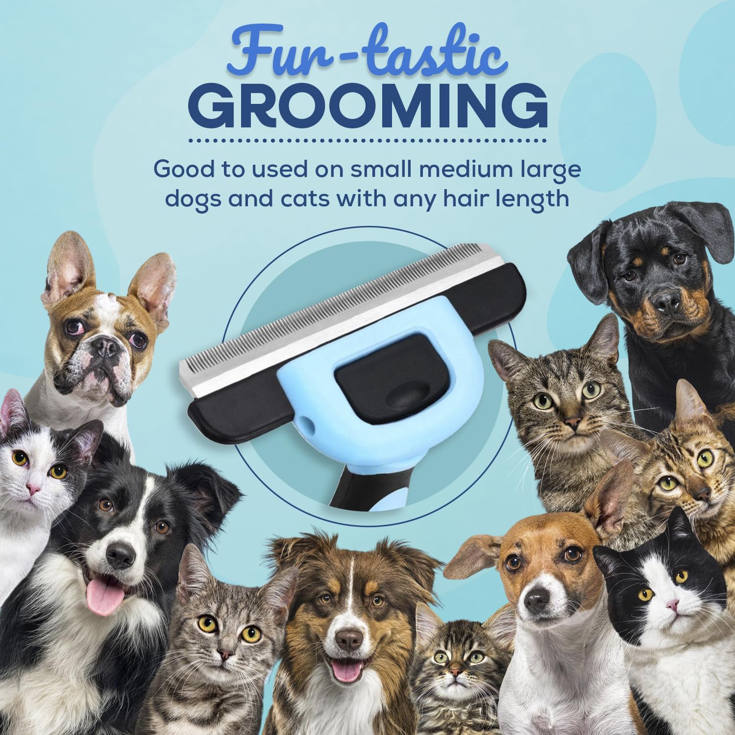 SINKO Deshedding Brush blue blades close-up for gentle fur removal