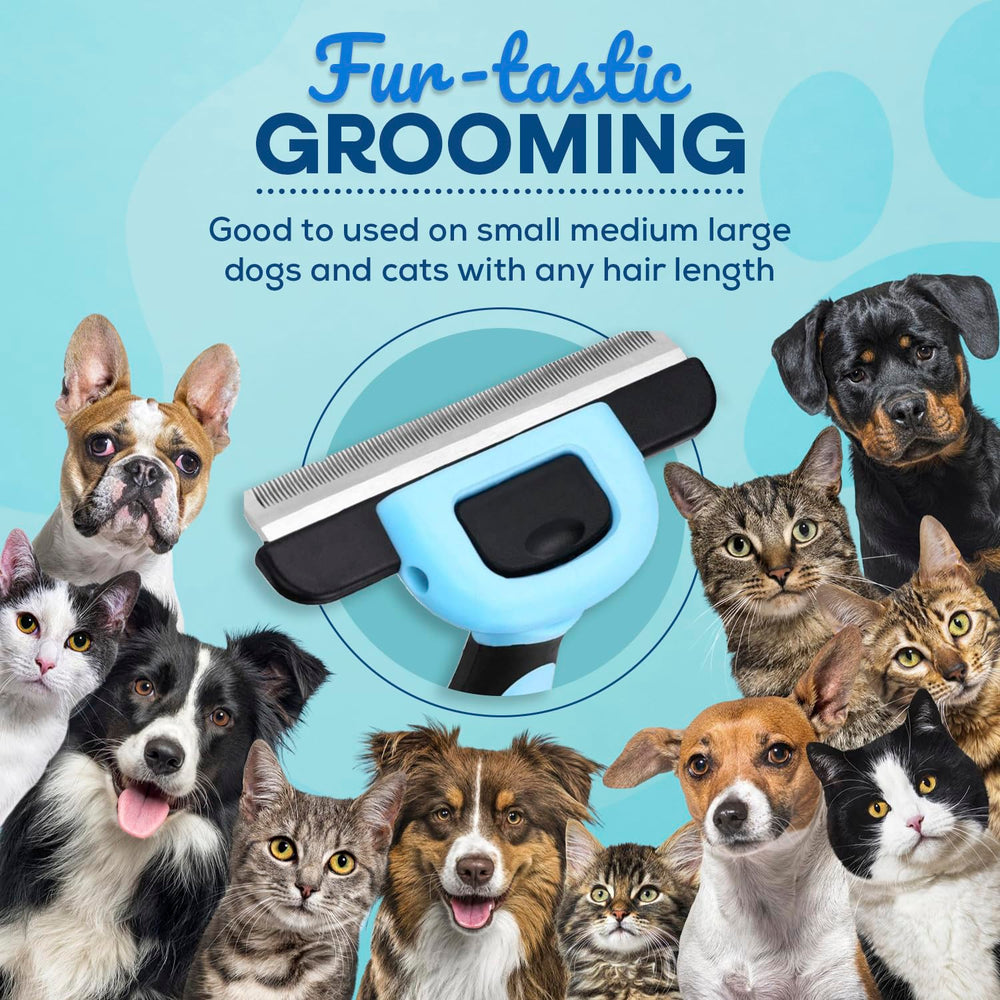 SINKO Deshedding Brush blue blades close-up for gentle fur removal