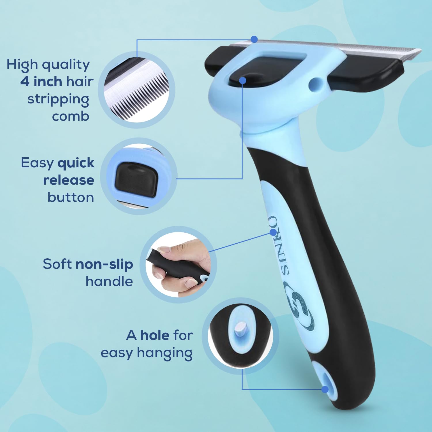 SINKO Deshedding Brush easy-clean design after brushing