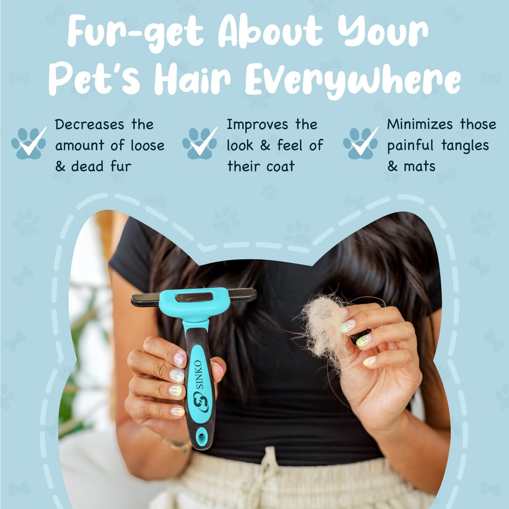 SINKO Deshedding Brush in-use on a dog and cat for reduced shedding
