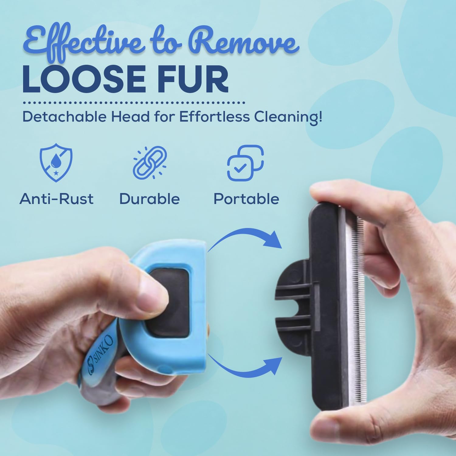SINKO Deshedding Brush soft plastic handle for comfortable grip