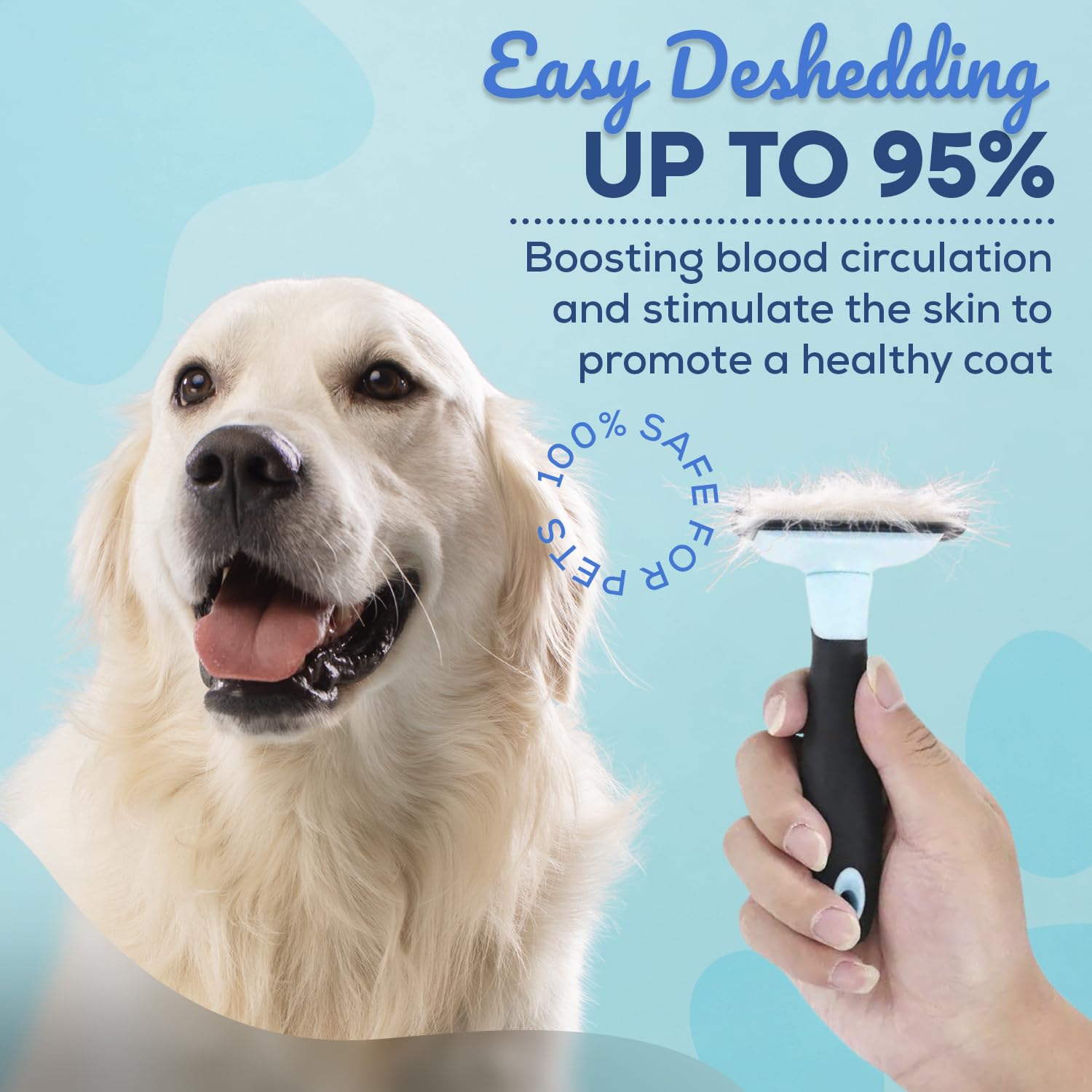 SINKO Deshedding Brush stainless steel blades for durable grooming