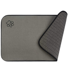 SINLAND microfiber extra-large pet food mat grey protects floors