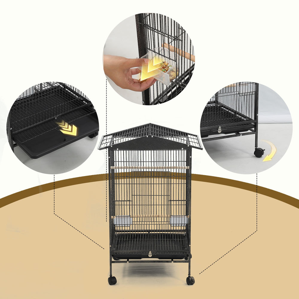 Sinopet bird cage 360-degree wheels facilitate smooth relocation.