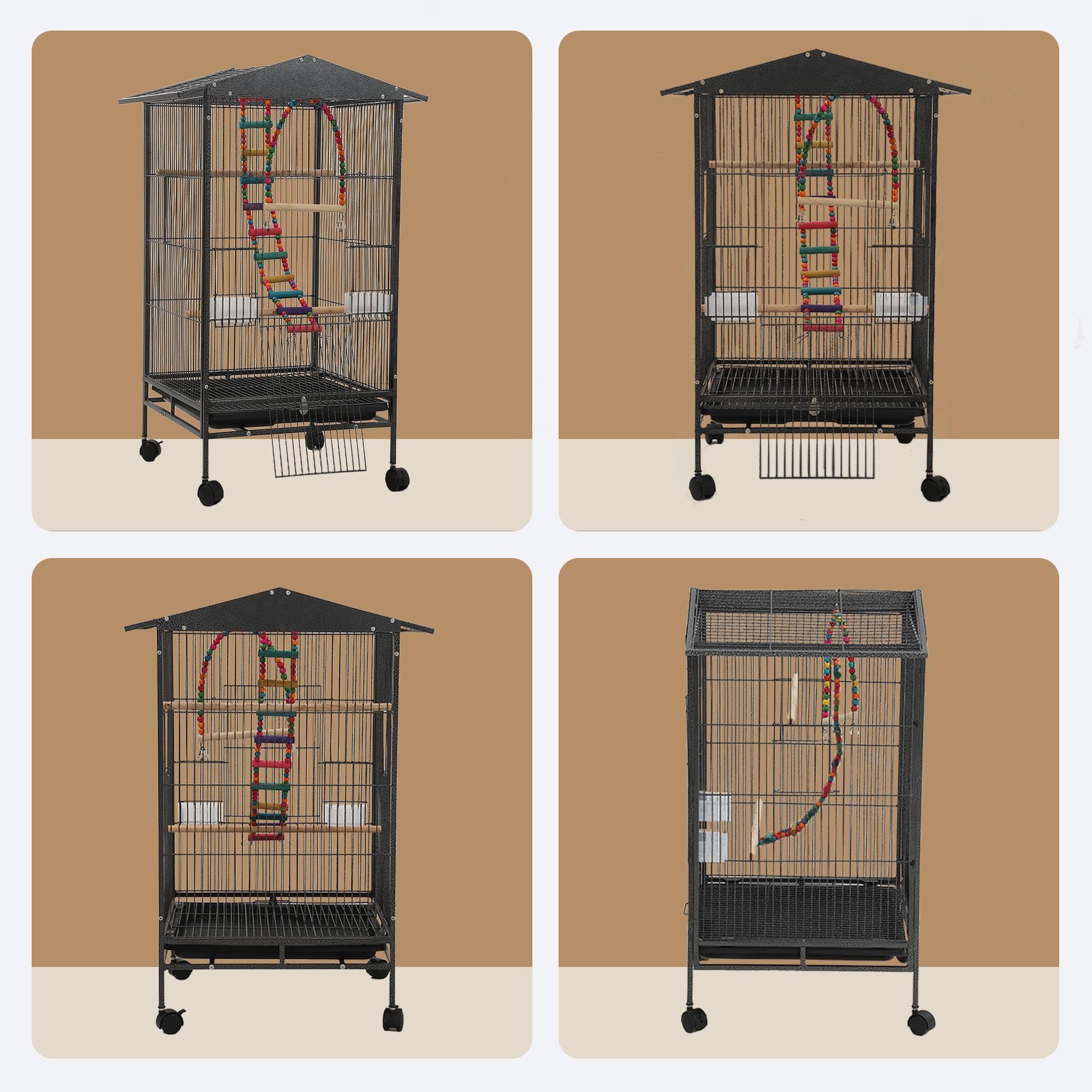 Sinopet bird cage food dishes and seed catcher improve cleanliness.