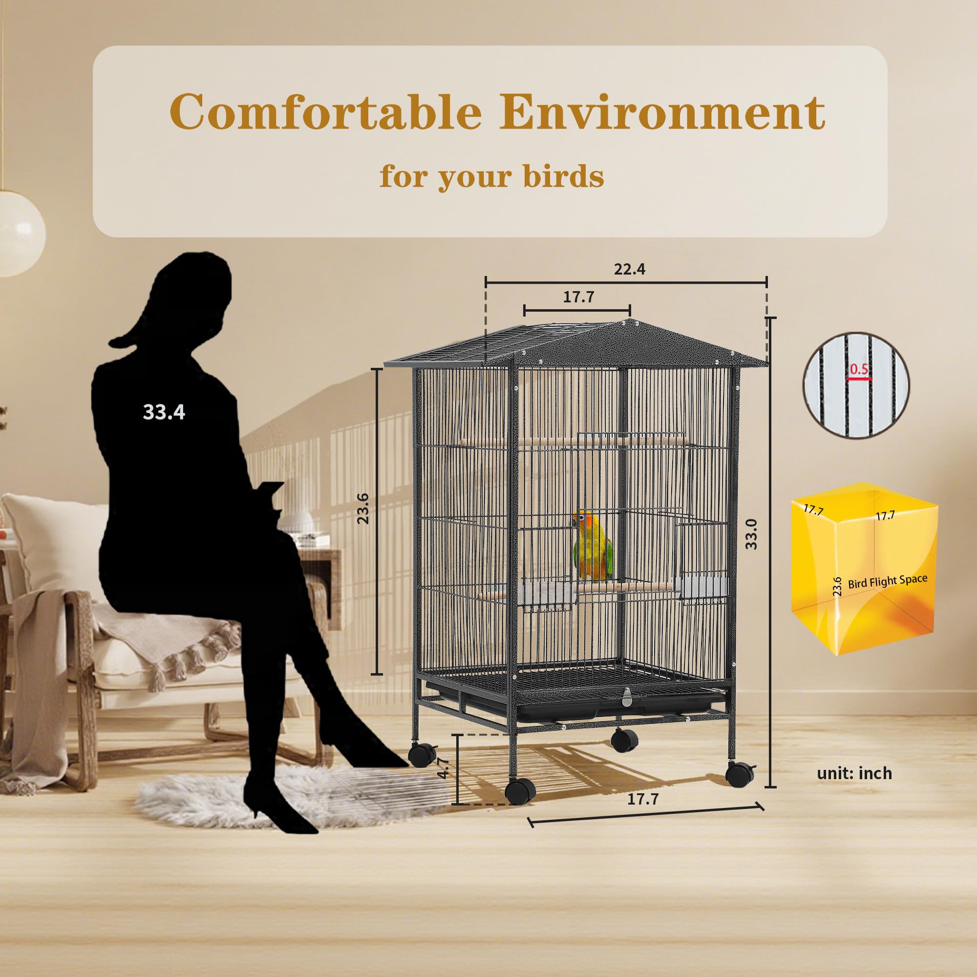 Sinopet bird cage front entry door shows easy access for feeding and cleaning.