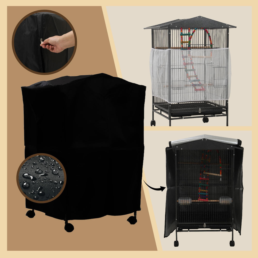 Sinopet bird cage side window detail enables natural light and observation.