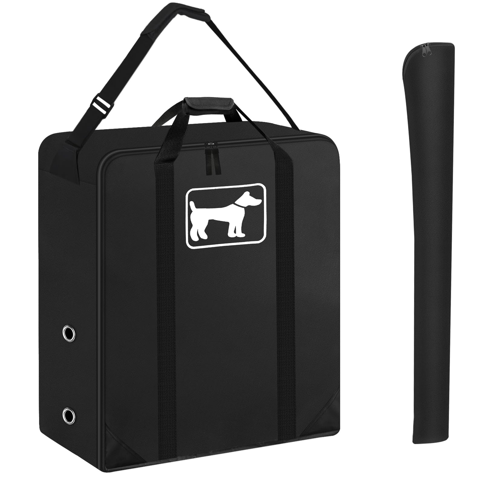 SIRUITON dog playpen storage bag front view showing organized pockets for travel