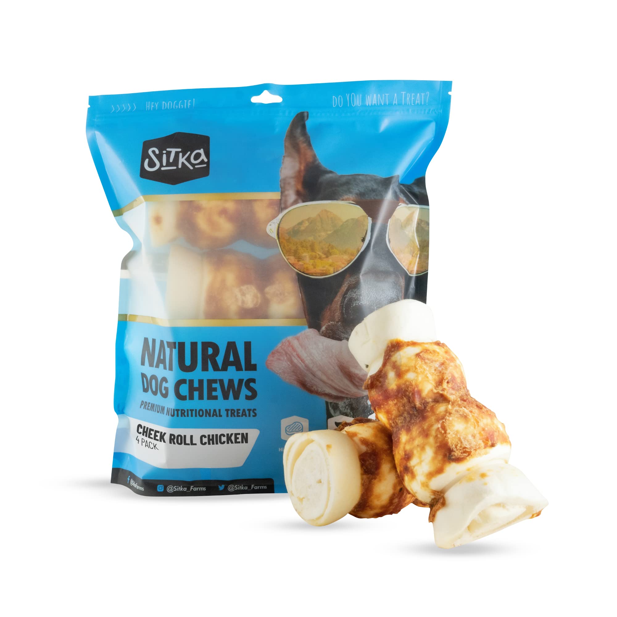 Sitka Beef Cheek Roll cross-section shows dense, durable chew for lasting chewing sessions.