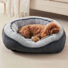 SIWA MARY dog bed with gray flannel exterior provides cozy support