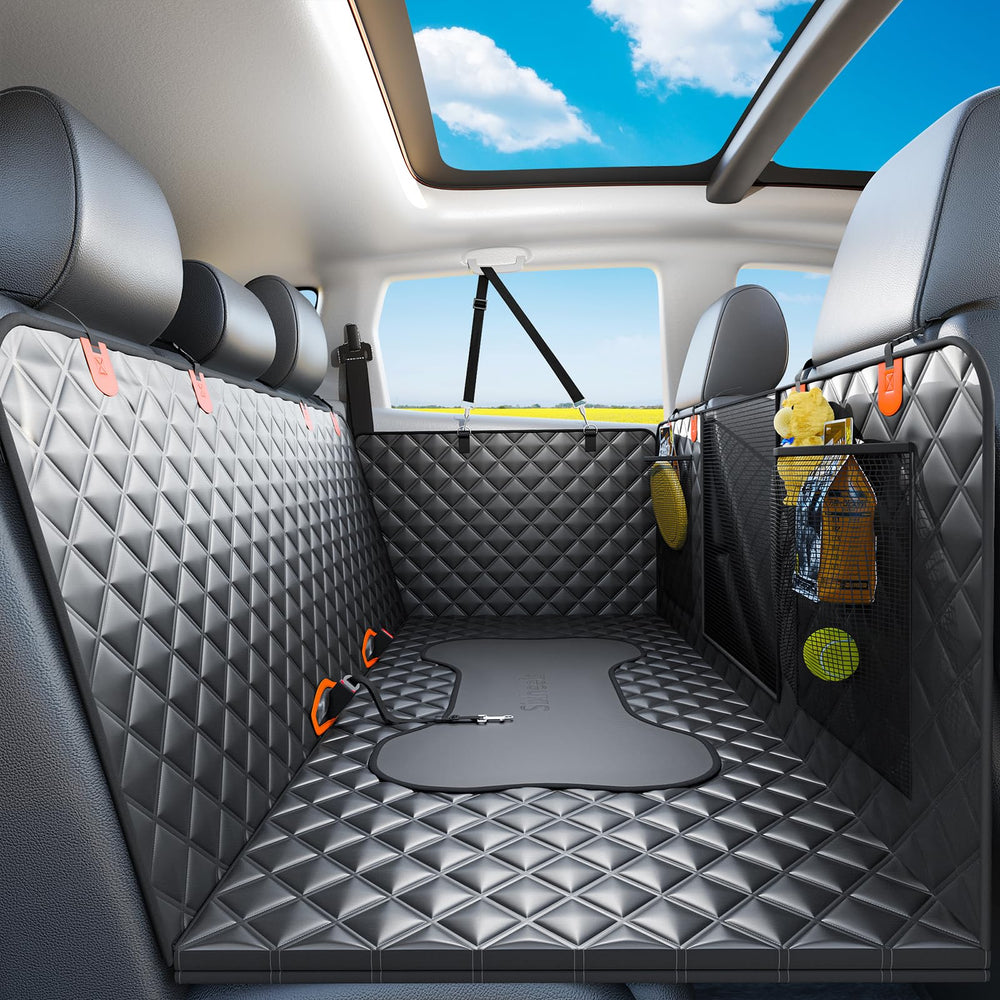 Sixheels dog back seat cover hard bottom for stable truck rides.