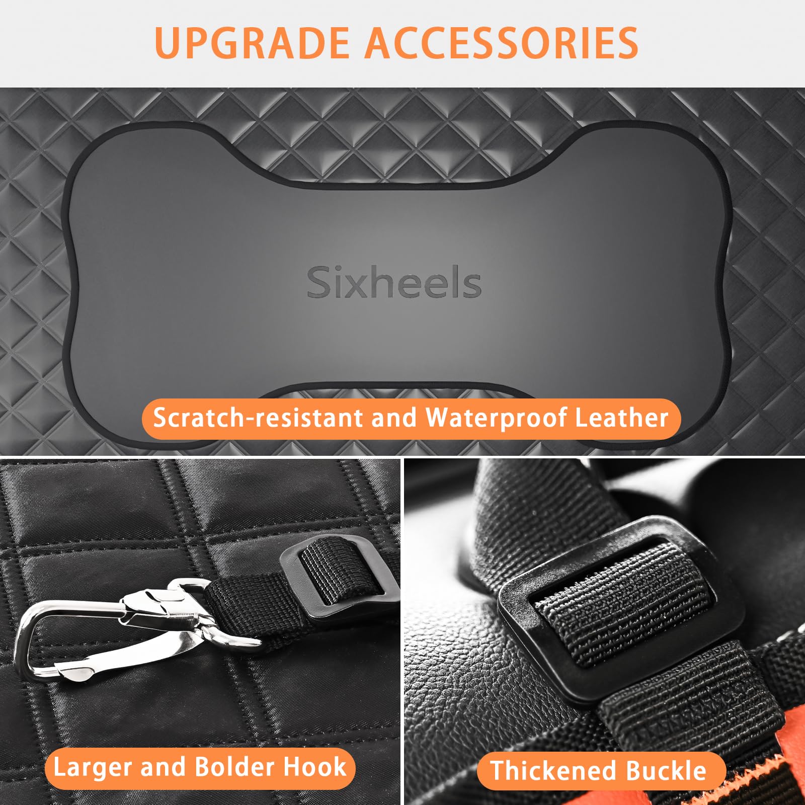 Sixheels dog car seat cover hard-bottom board adds stability for large dogs