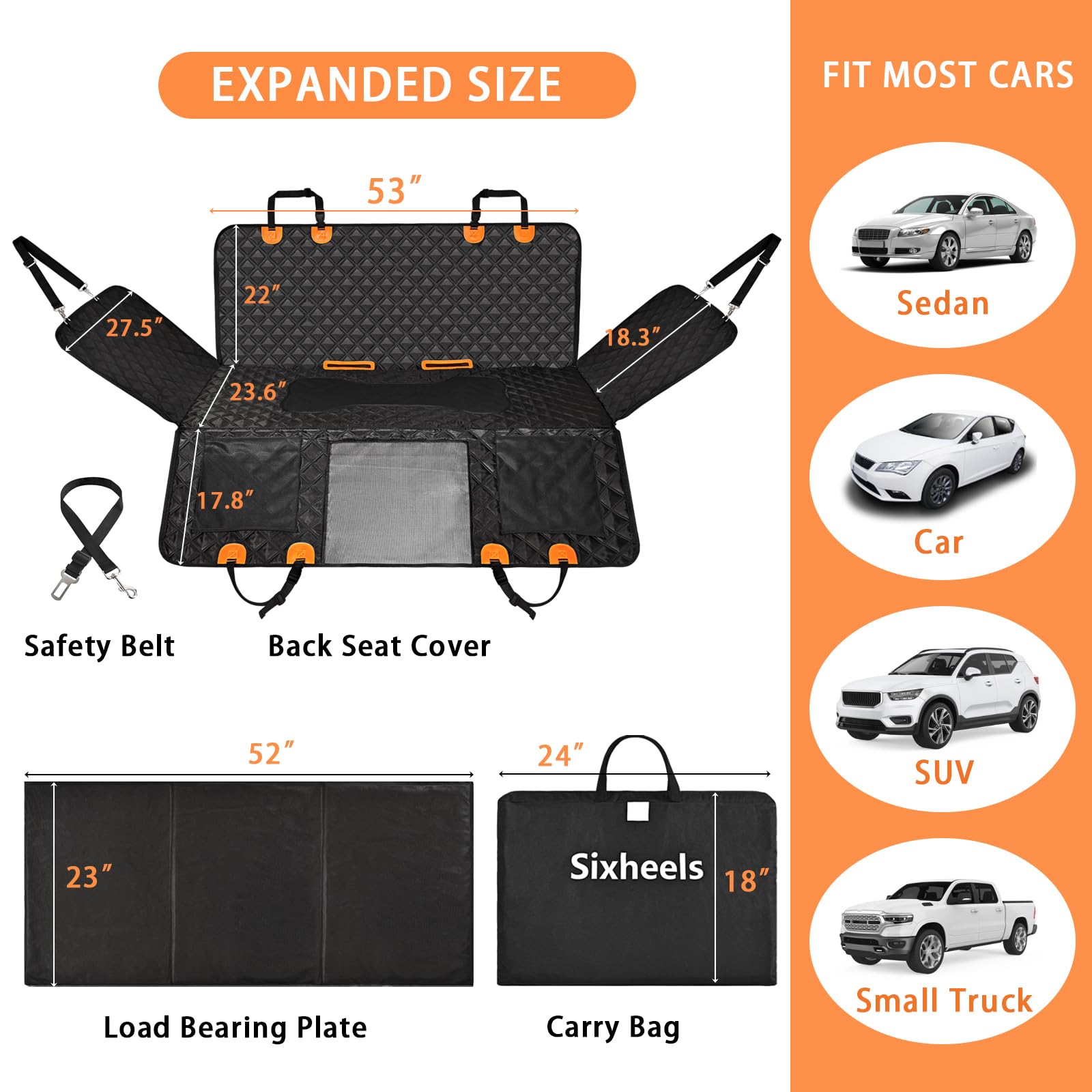 Sixheels dog seat cover mesh ventilation enhances airflow and pet visibility