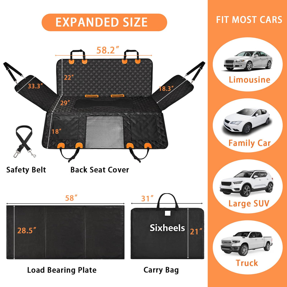 Sixheels side mesh pockets store toys and treats within easy reach.