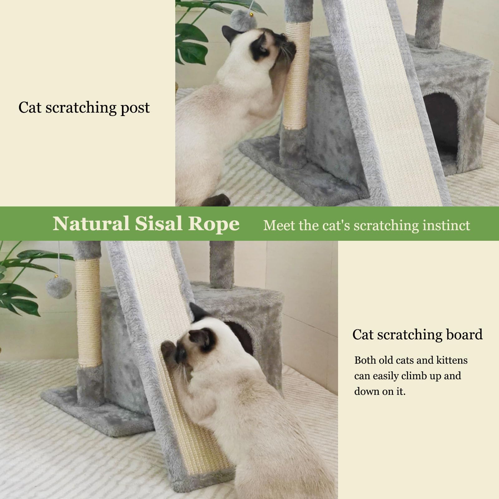 Siyipurr cat house with perch and cave creates a private resting retreat.