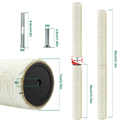 SIYIPURR natural sisal rope wrapped post for indoor scratching.