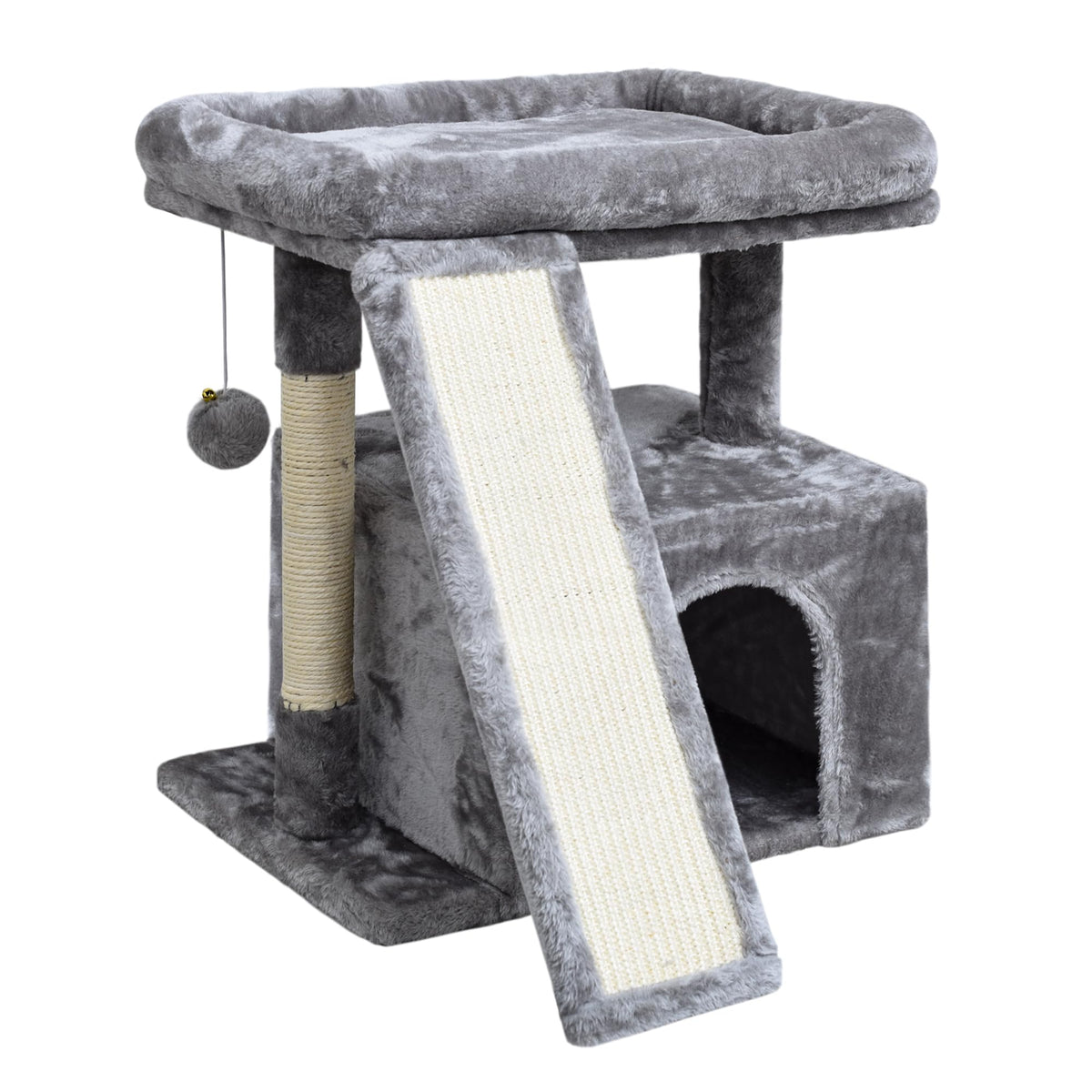 Siyipurr small cat tree indoors with a sturdy scratching post for indoor cats.