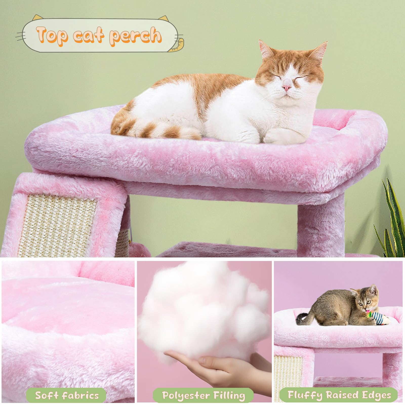 SIYIPURR cat tree sturdy base ensures stability during play.