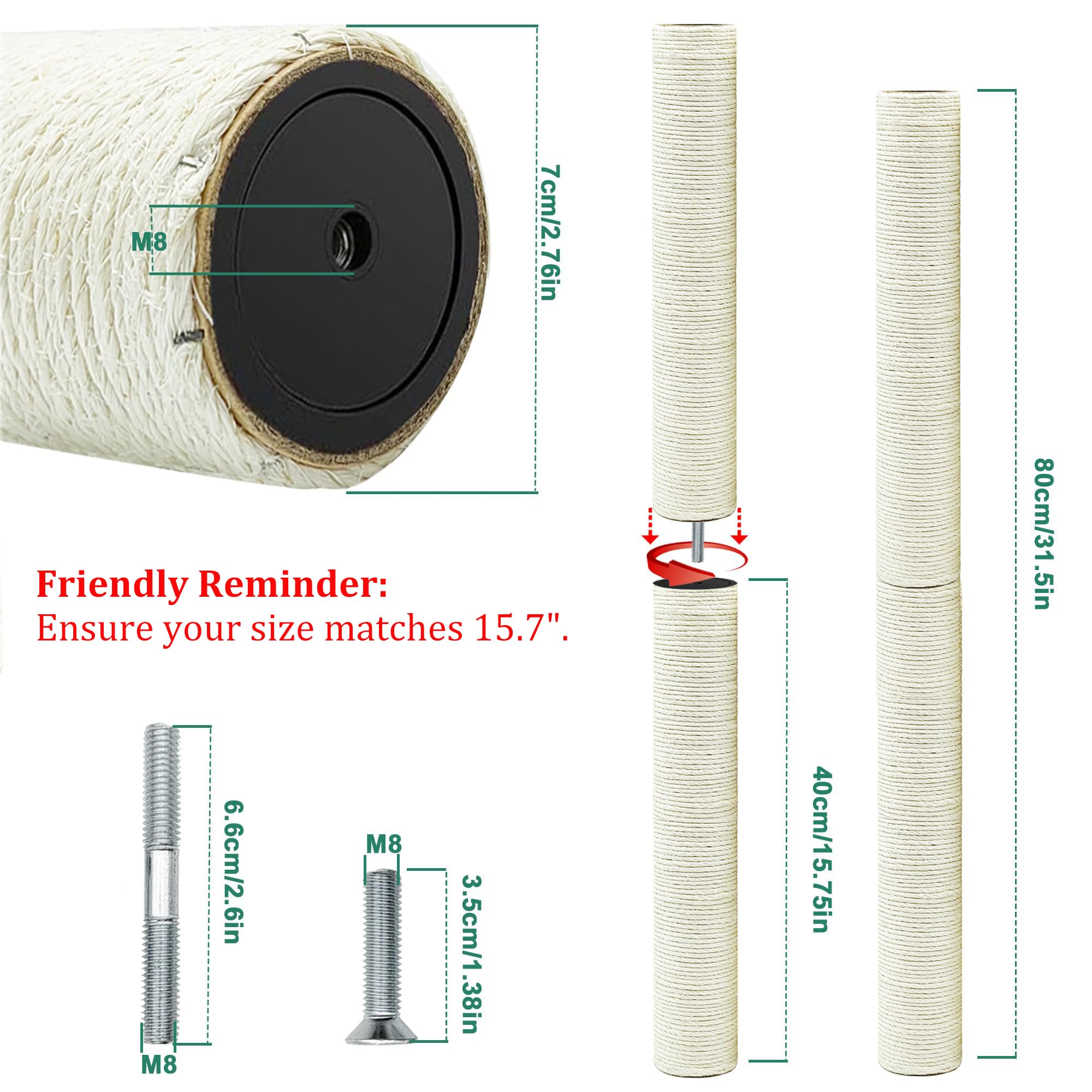 SIYIPURR natural sisal texture on cat post for long-lasting scratching