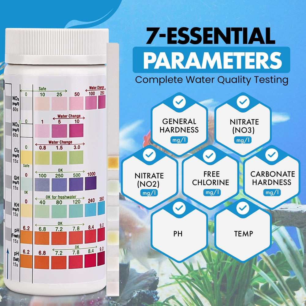 SJ WAVE test strip dipping demonstrates quick on-site results for aquariums.