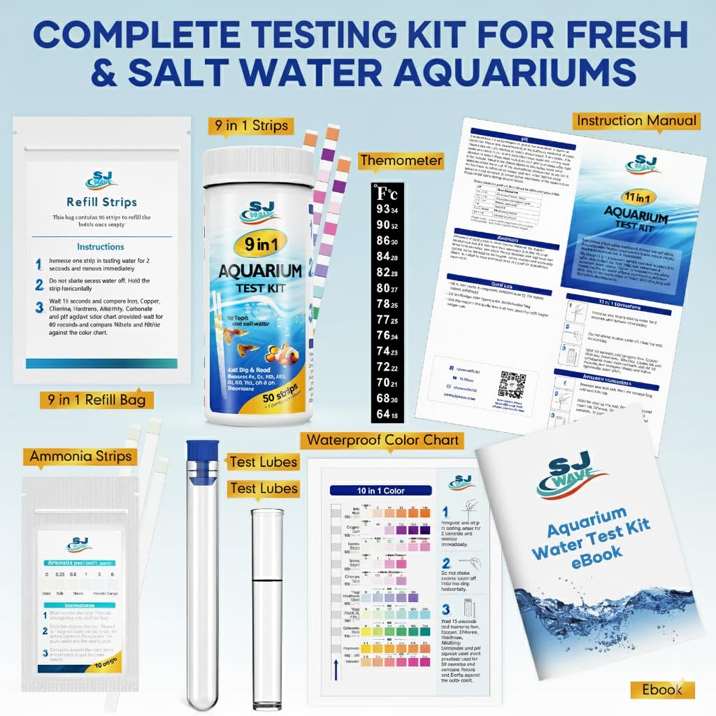 SJ WAVE aquarium water test color chart for fast results.