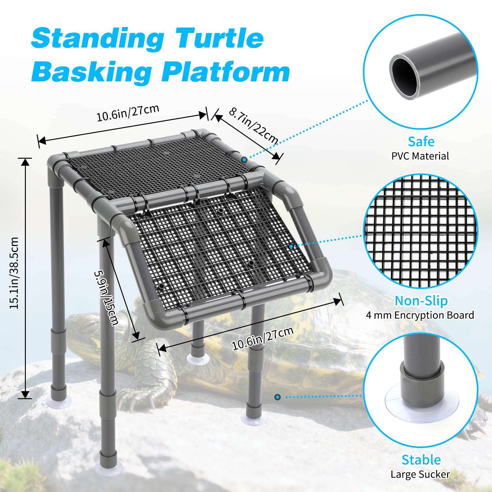 SKARUS 15-16 inch extension dock elevates the basking area for larger tanks.