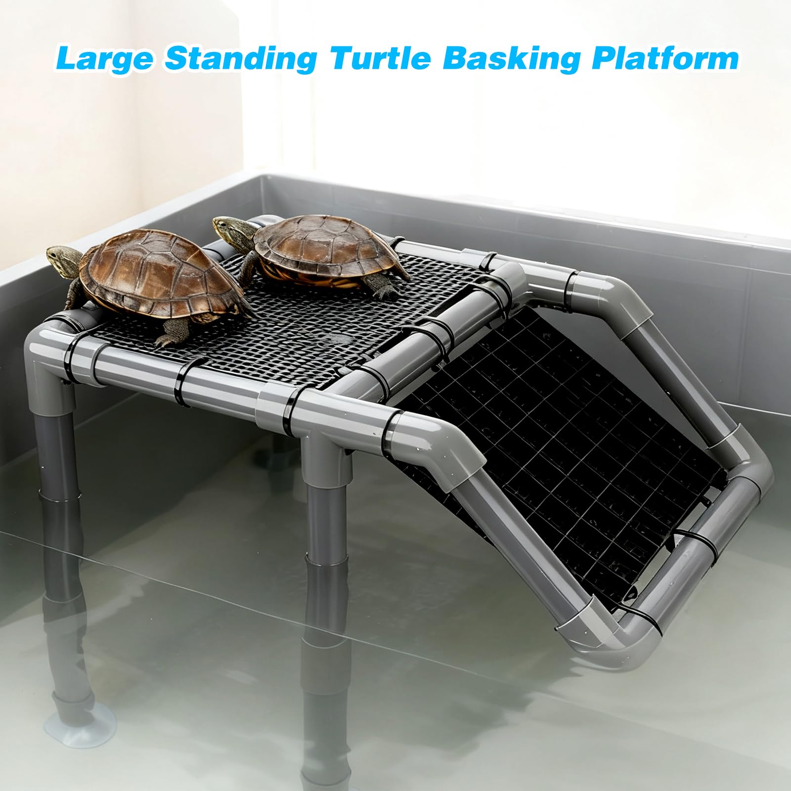 SKARUS easy-access climbing ramp enhances turtle comfort during basking.