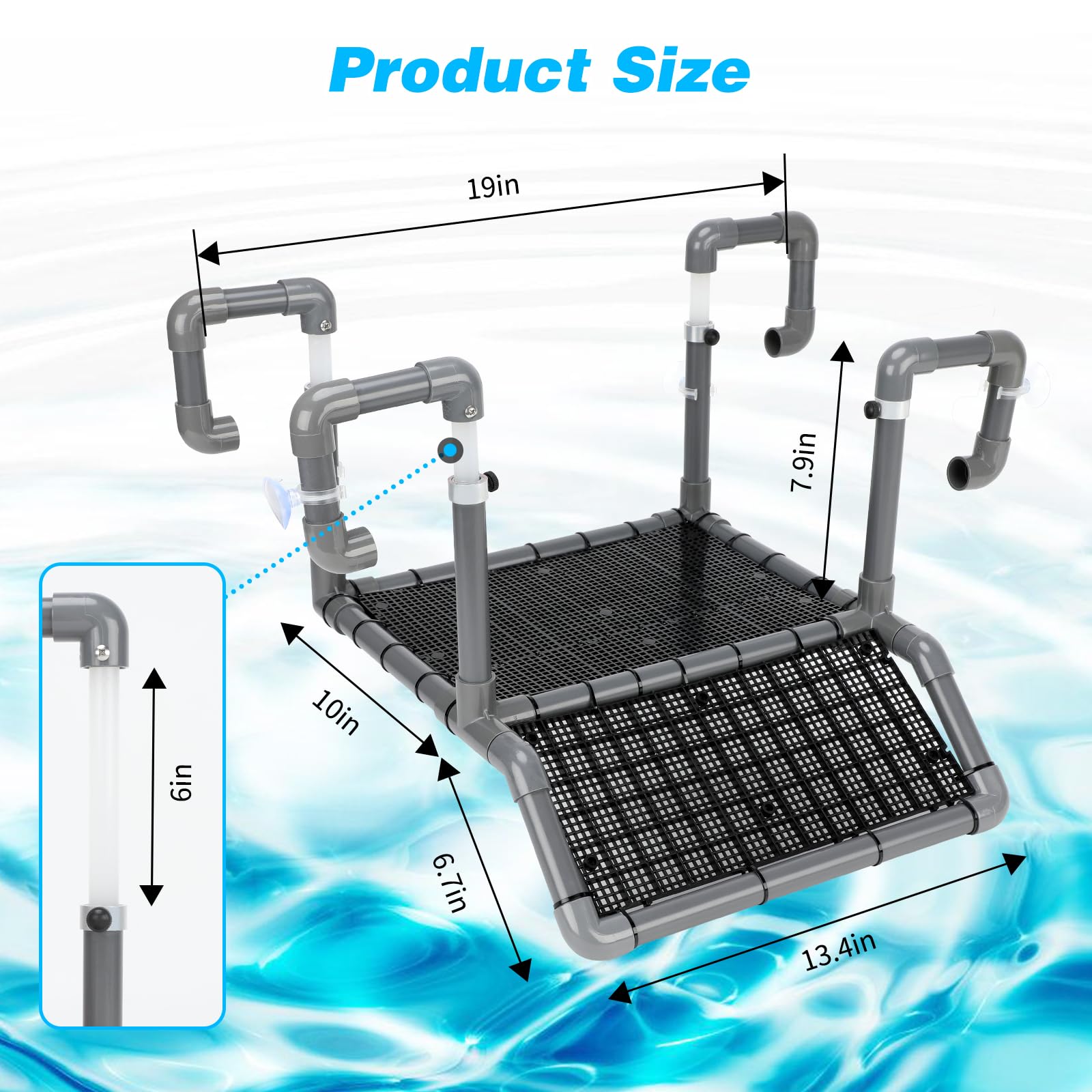 SKARUS turtle dock adjustable height ramp enables easy entry for varied water levels.