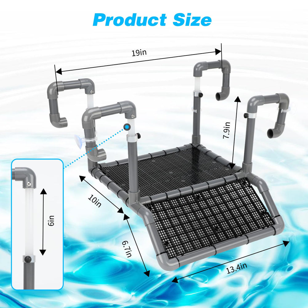 SKARUS turtle dock adjustable height ramp enables easy entry for varied water levels.