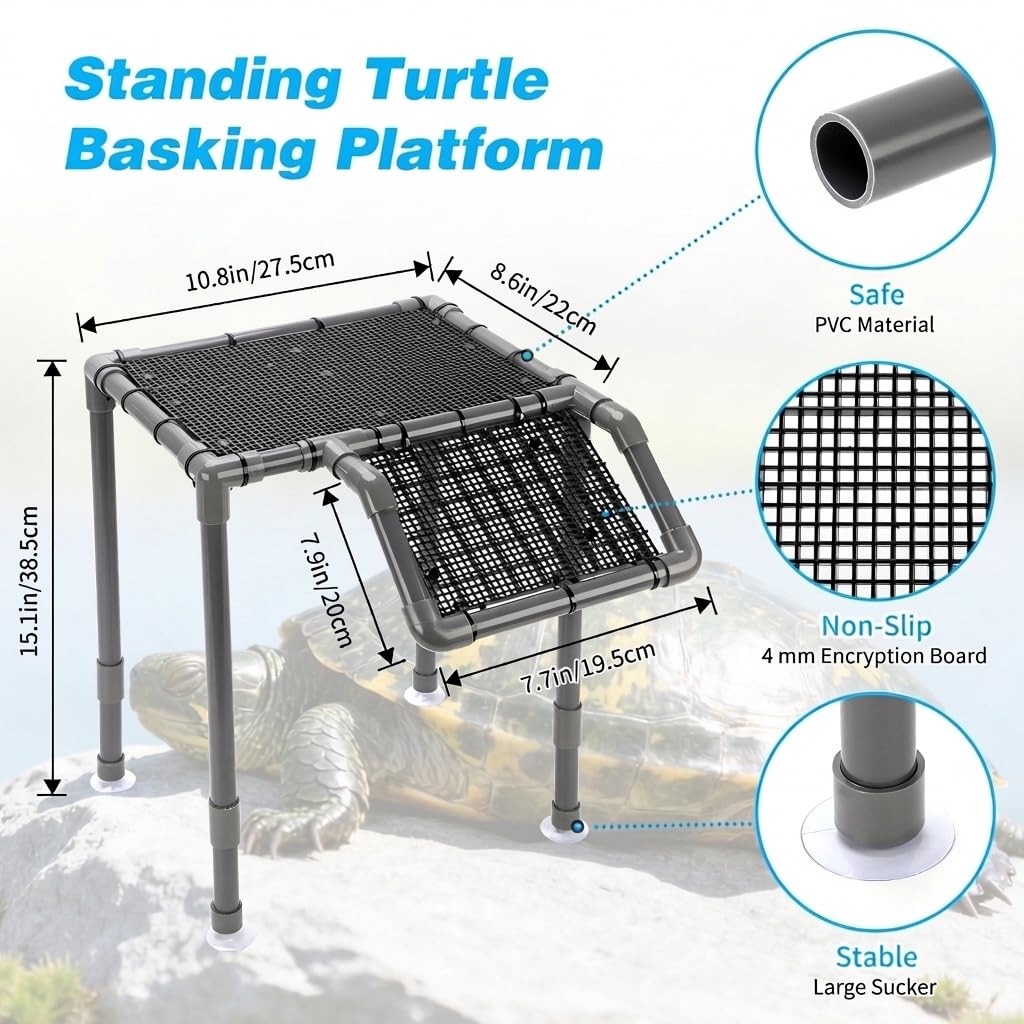 SKARUS turtle dock resting area in a glass tank for indoor basking sessions