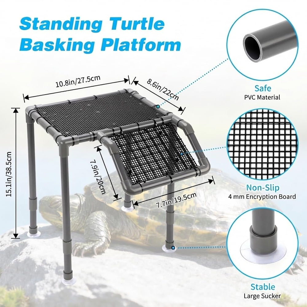 SKARUS turtle dock resting area in a glass tank for indoor basking sessions