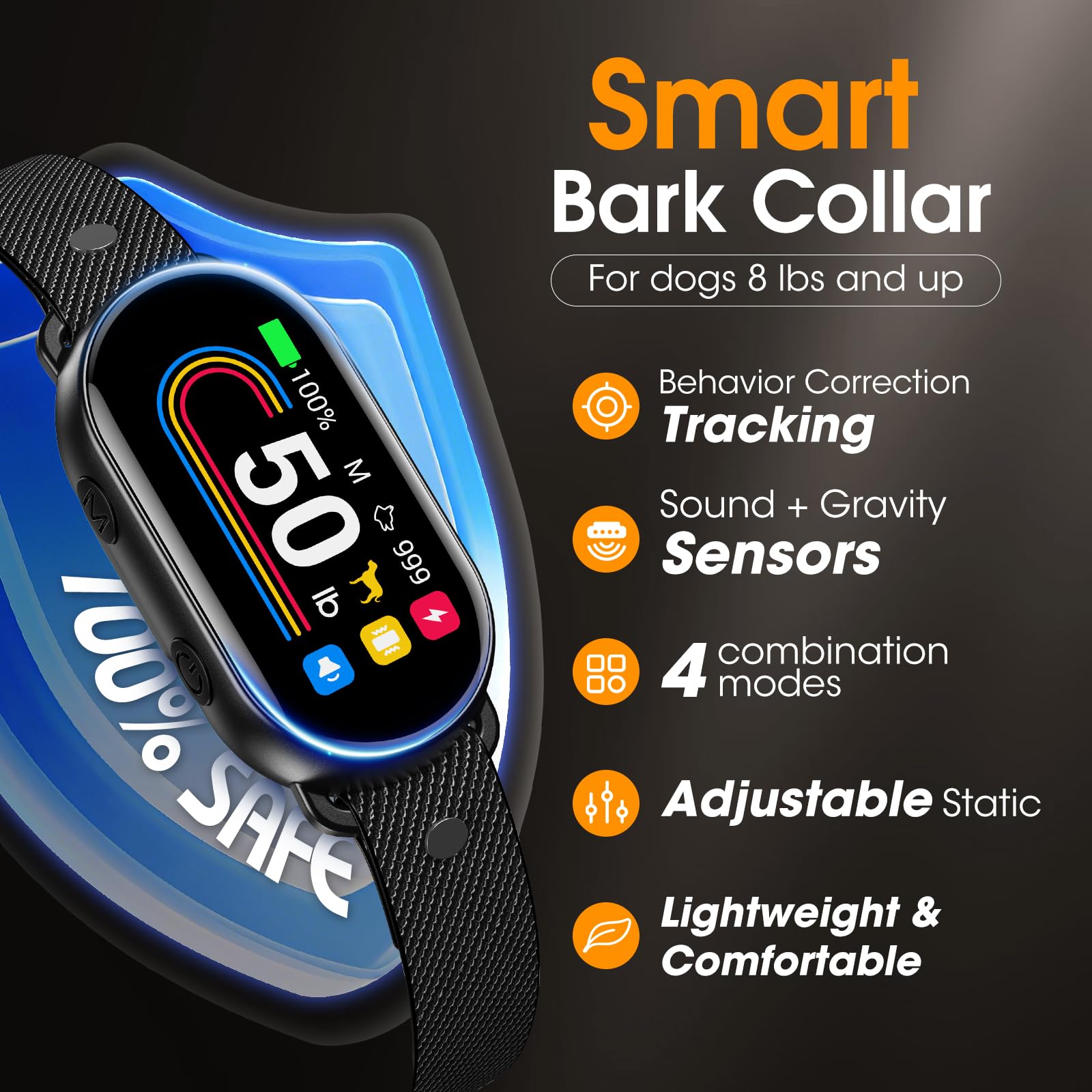 SKBAK dog bark collar adjustable strap provides a secure fit for many sizes