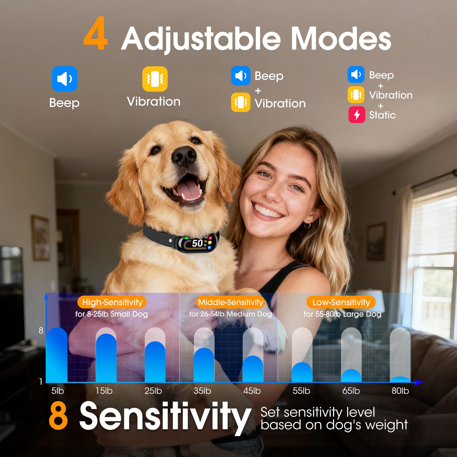 SKBAK dog bark collar IP67 waterproof design for rain and splashes