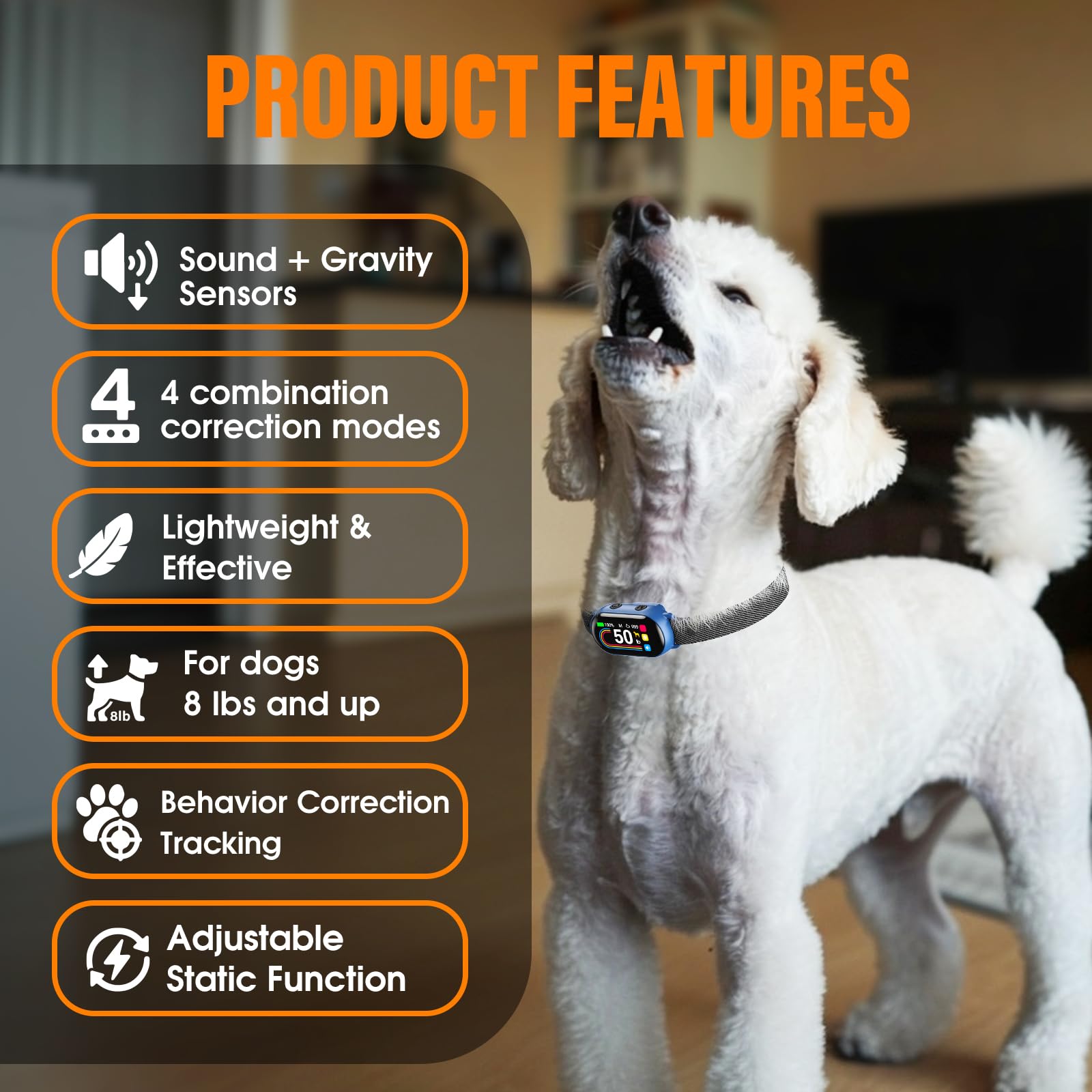SKBAK IP67 waterproof collar ready for rain, splashes, and outdoor use.