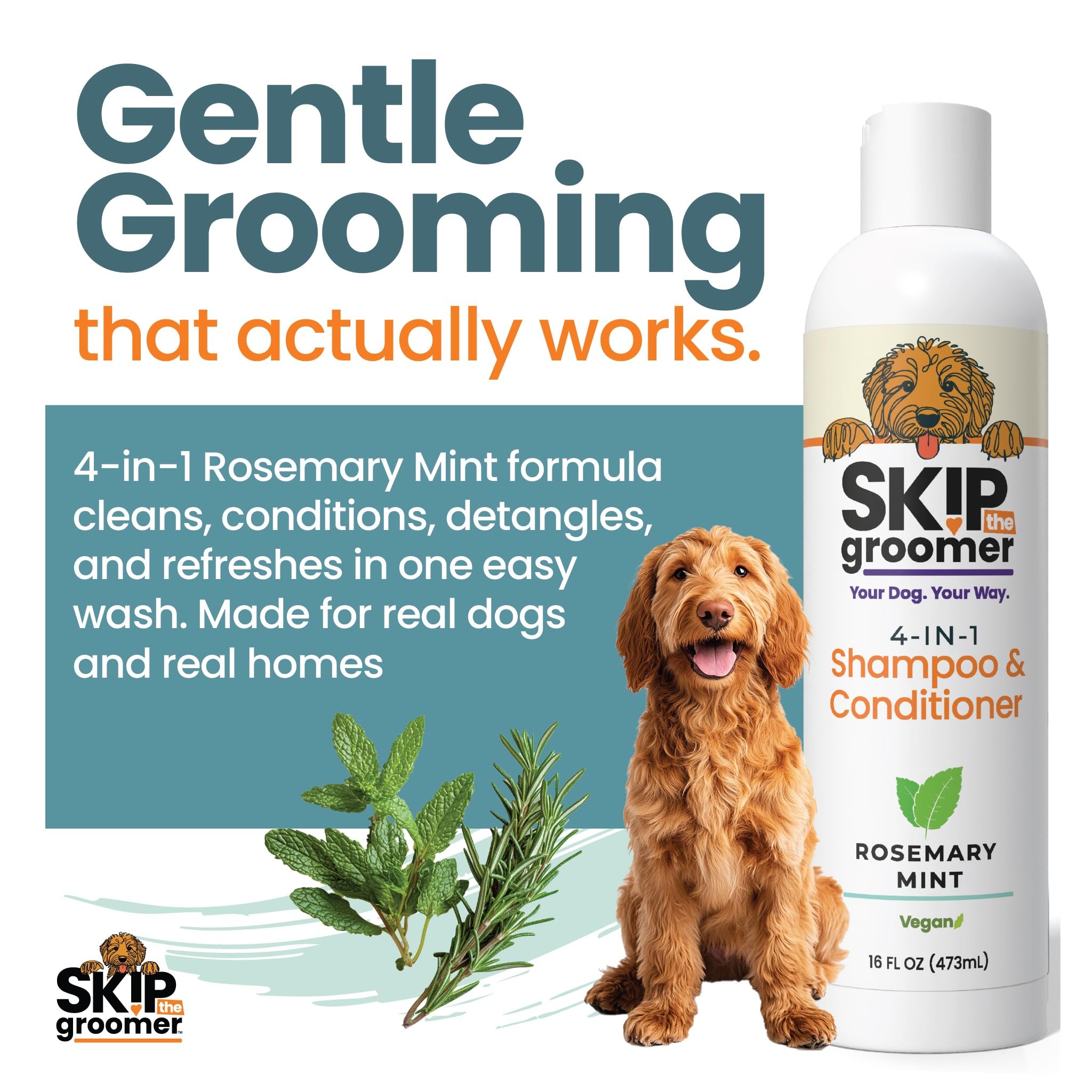 Skip the Groomer Reset deep-clean suds showcase dirt removal during baths.