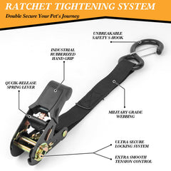 Skipwall truck bed tether ratcheting hardware closeup for secure adjustment