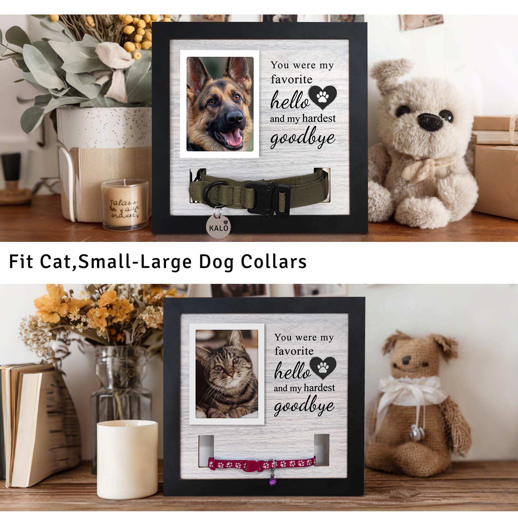 Skittypurr collar holder holes cradle most collars, keeping memorials neatly organized.