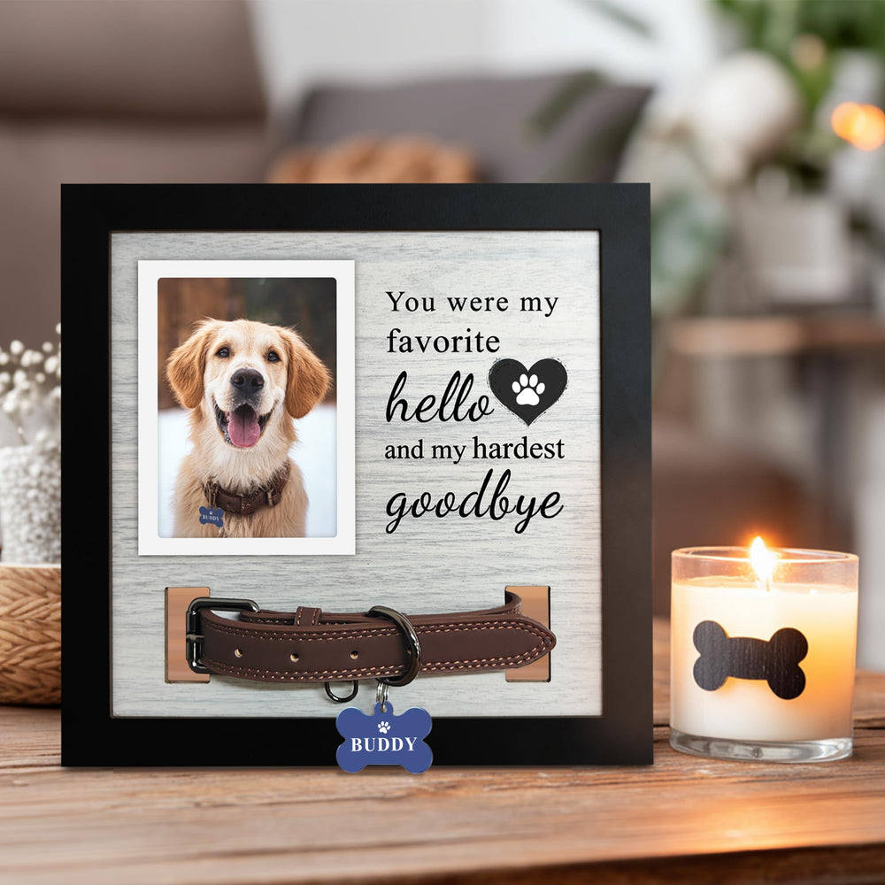 Skittypurr pet memorial frame photo area highlights the portrait with a meaningful message.